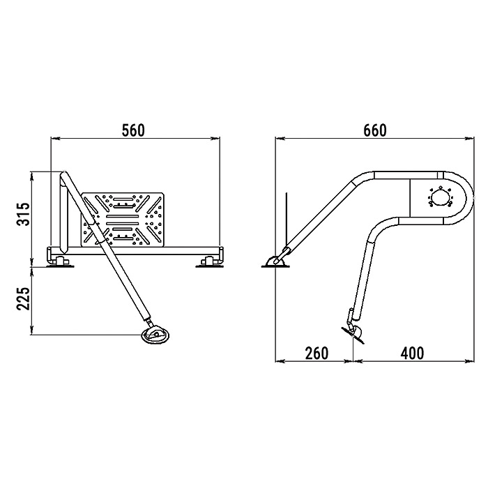 Стойка рулевая с креплением на баллон надувной лодки 25мм в Кургане