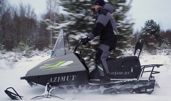 Миниснегоход Бурлак Азимут 20 л.с. , эл.запуск, реверс, тормоз гидравл, капот серый в Кургане